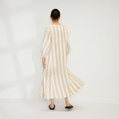 The Linen A-Line Midi Dress | Bone / Caramel