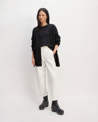 The Oversized Alpaca Pocket Cardigan | Heathered Black