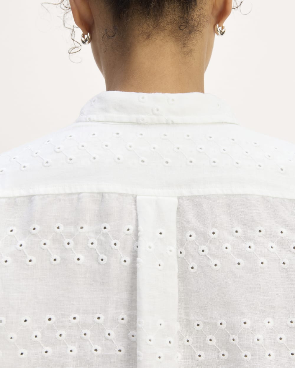 The Linen Eyelet Relaxed Shirt | White Eyelet