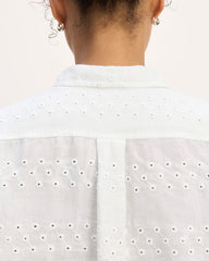 The Linen Eyelet Relaxed Shirt | White Eyelet