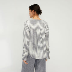 The Linen Popover Shirt | Bone/Navy