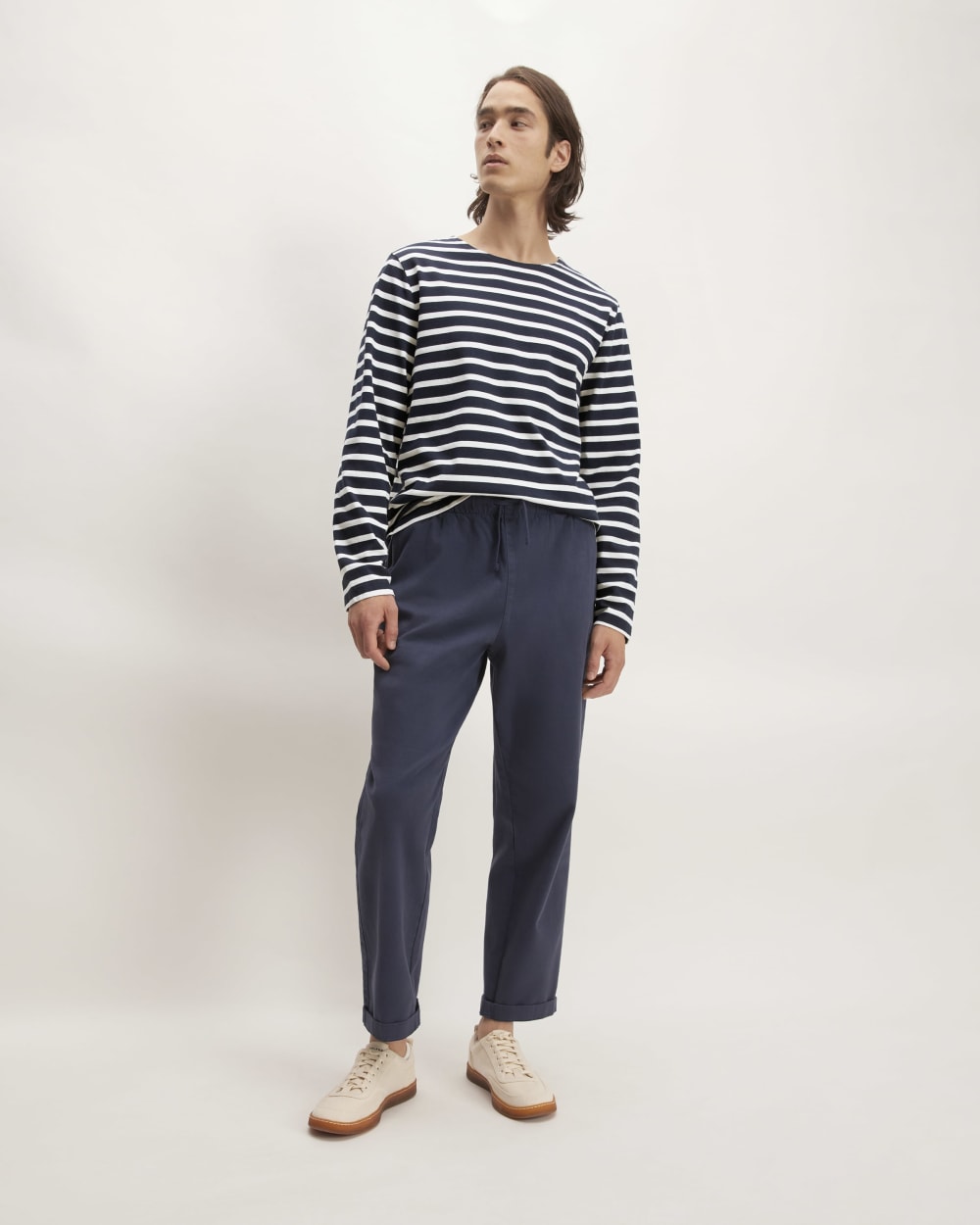 The Premium-Weight Long-Sleeve Mariner Tee | Navy / Bone