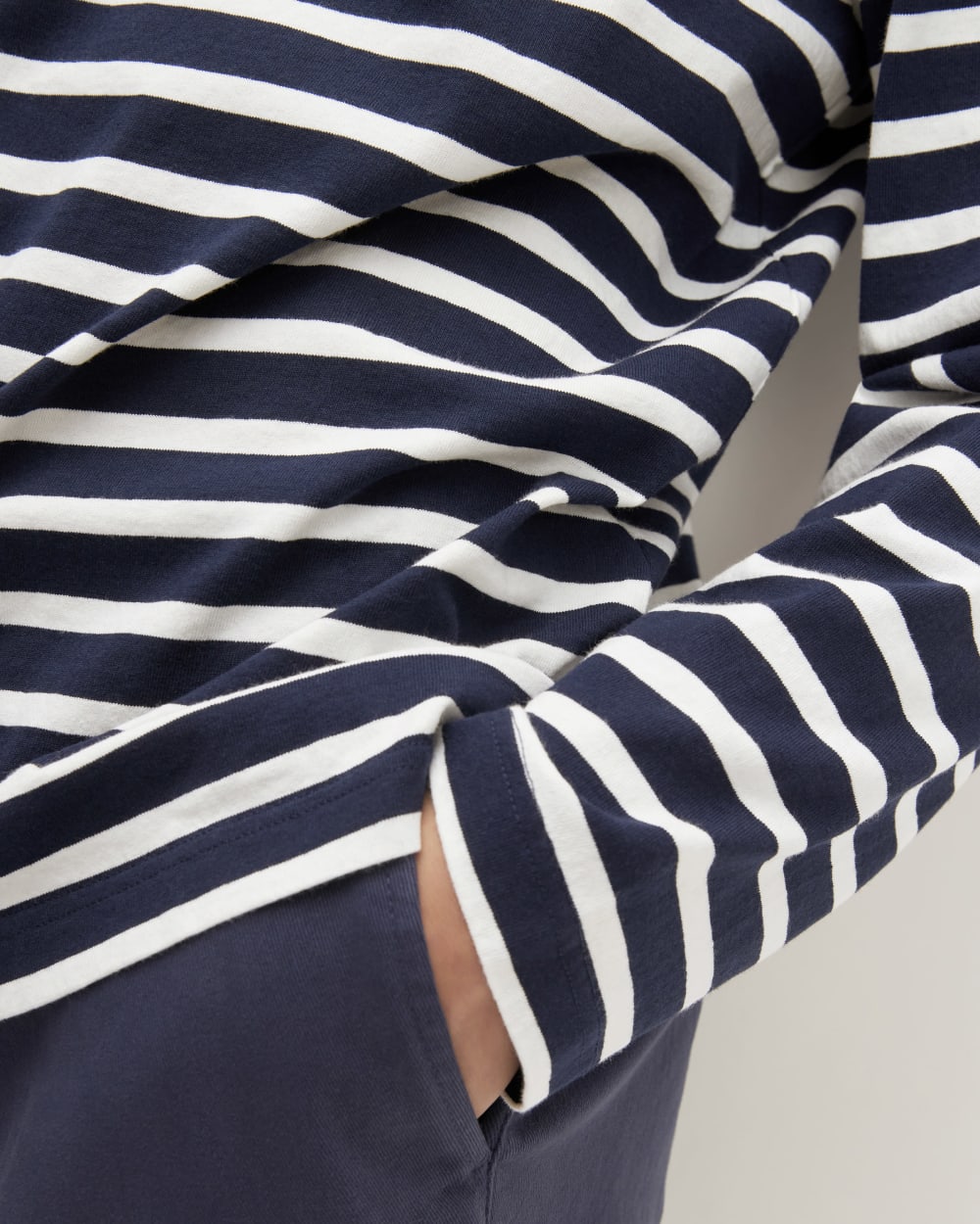 The Premium-Weight Long-Sleeve Mariner Tee | Navy / Bone