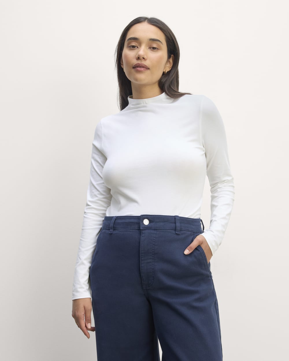 The Form Funnel-Neck Tee | White